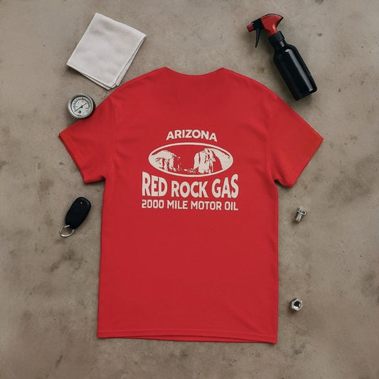 Red Rock Mountains Gas Pit Crew Tee